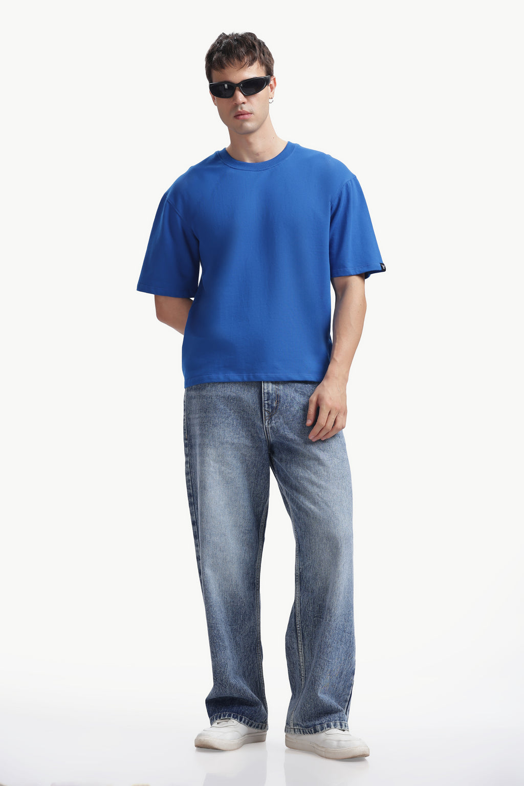 Boxy fit oversize cotton T-shirt ( Royal blue )