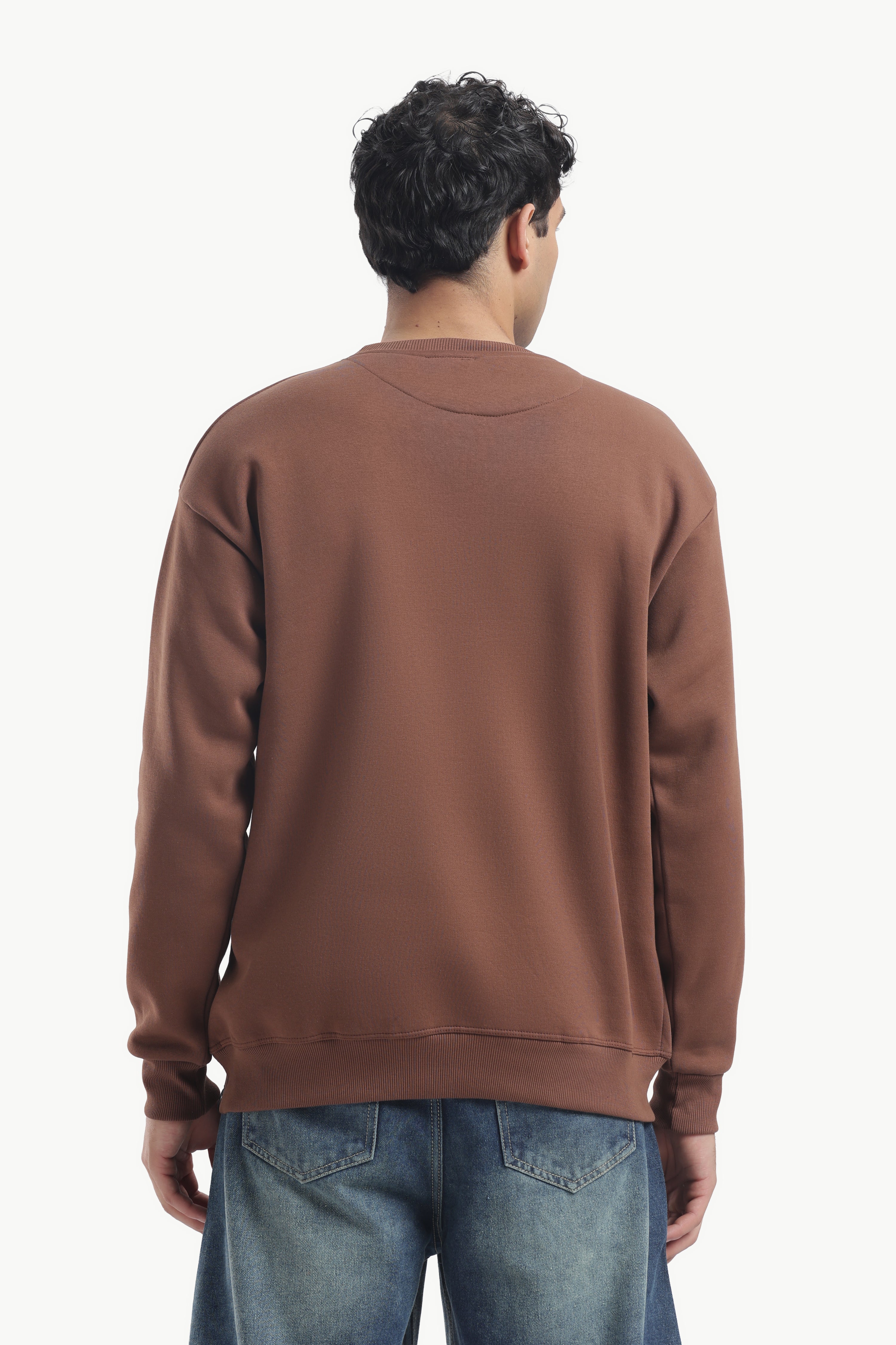 Sweatshirt - 100% Cotton Fleece - Brown