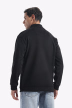 Half Zipper Pullover - Imported Velvet Fabric - Black - Regular Fit
