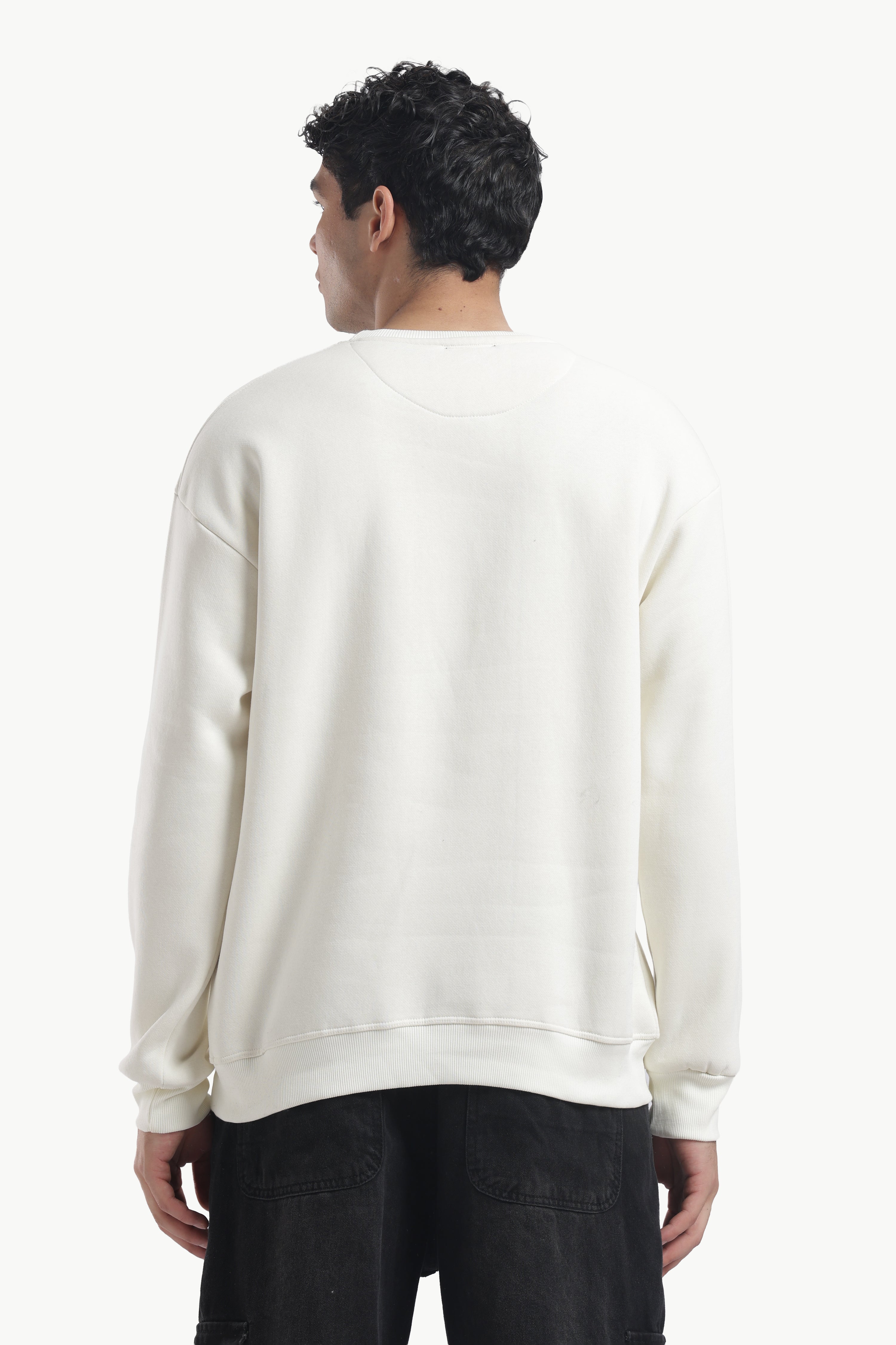 Sweatshirt - 100% Cotton Fleece - Off White