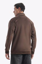Half Zipper Pullover - Imported Velvet Fabric - Black - Regular Fit