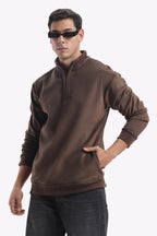 Half Zipper Pullover - Imported Velvet Fabric - Black - Regular Fit
