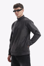 Half Zipper Pullover - Imported Velvet Fabric - Black - Regular Fit