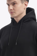 Hoodie - 100% Cotton Fleece - Dropshoulder - Black