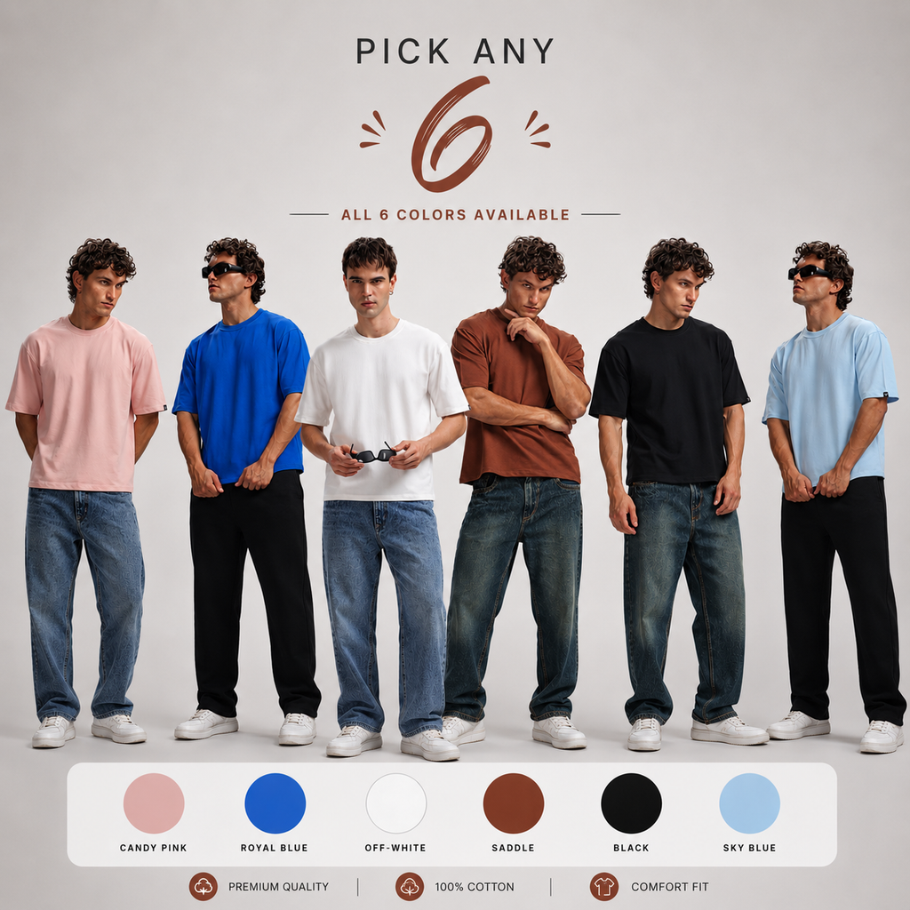 Pick Any 6 Boxy fit oversize cotton T-shirt