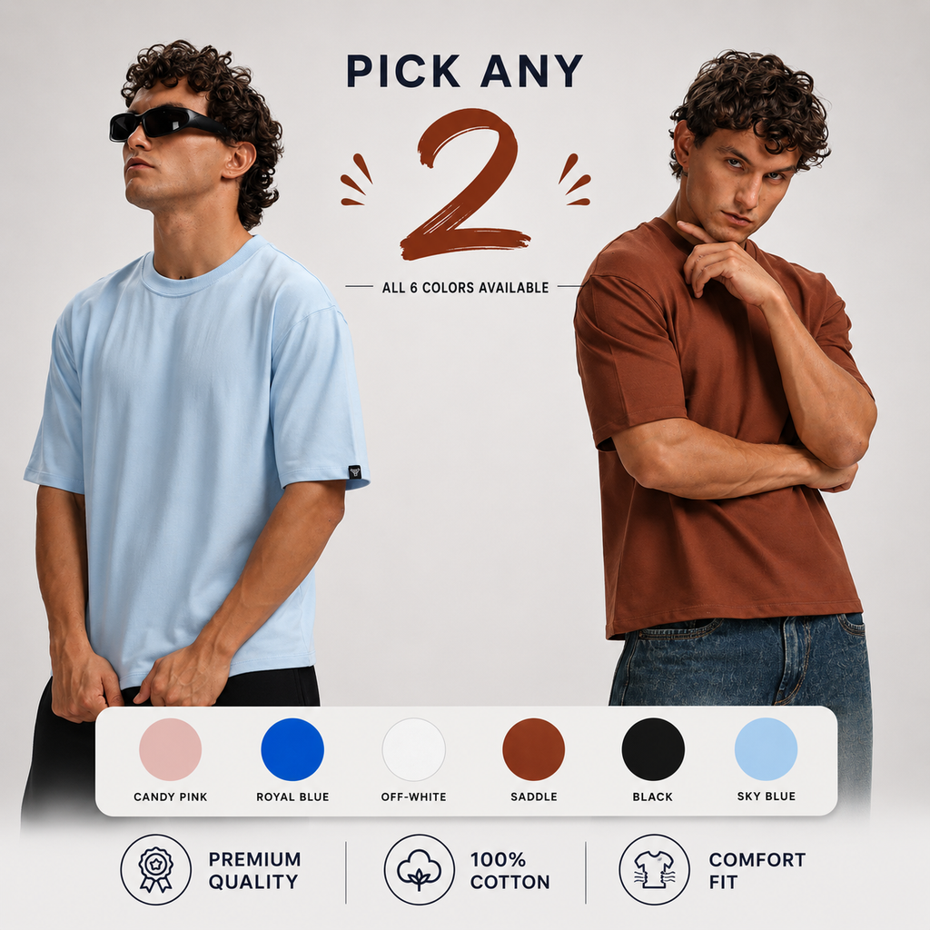 Pick Any 2 Boxy fit oversize cotton T-shirt