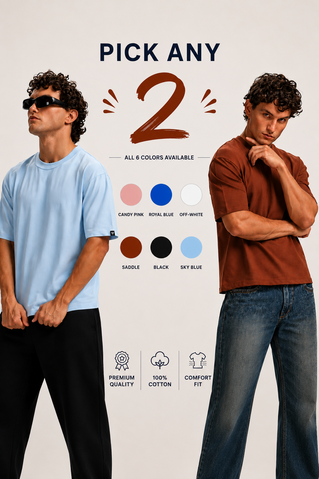 Pick Any 2 Boxy fit oversize cotton T-shirt