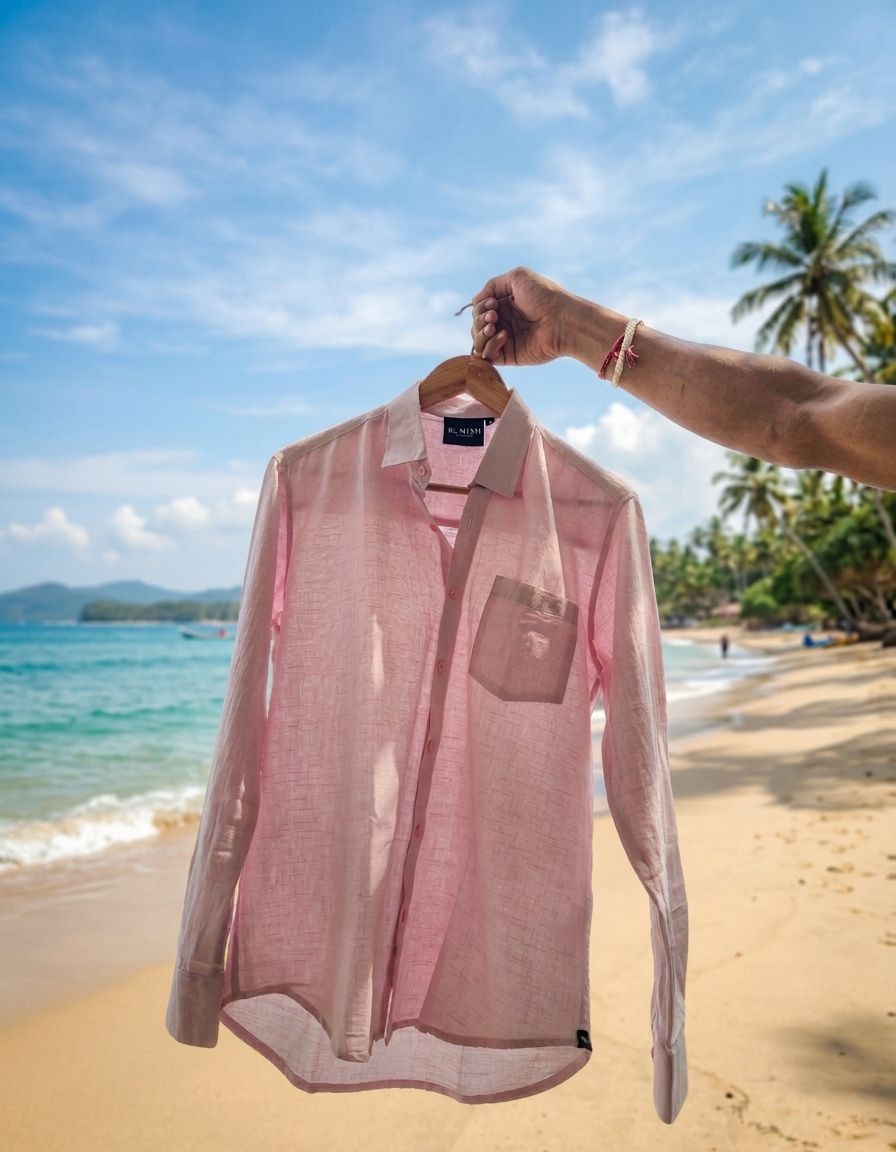 Cotton Linen Relaxed Fit Shirt (Baby Pink)