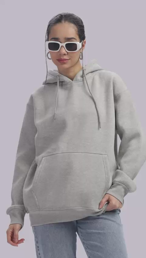 Hoodie - 100% Cotton Fleece - Dropshoulder - Milange Grey